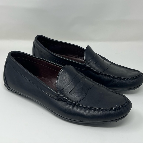 Men's Allen Edmonds Venture HWY Black Leather Moc Driving Shoes Sz 10